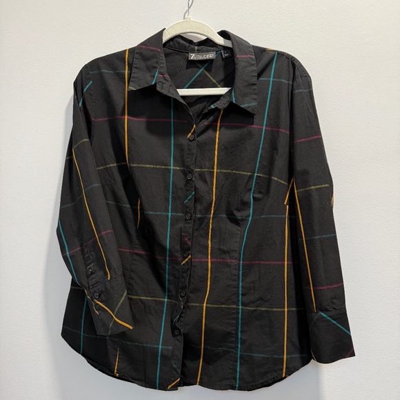 Cute Black Button Down with Colorful Stripes - Picture 1 of 3